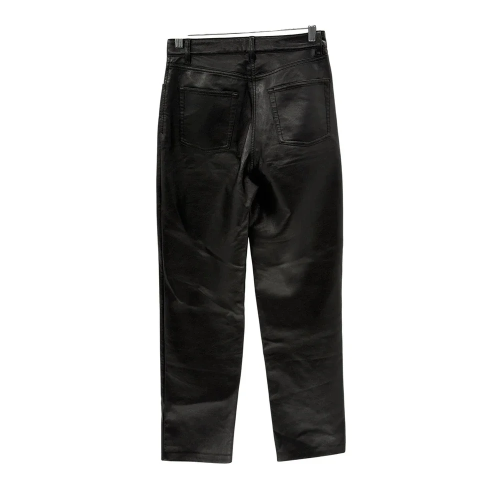 Wilfred Pants Faux Leather Women Size 4 Black High Rise Straight Leg‎